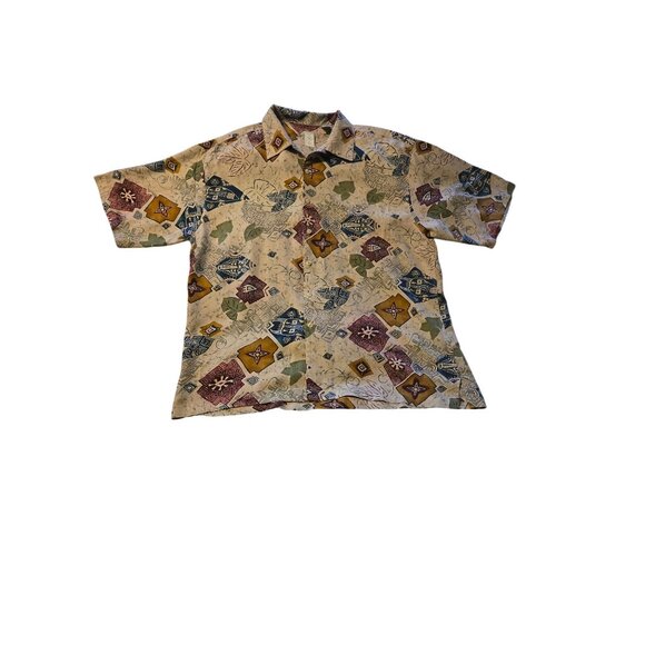 Vintage Burma Bibas Hawaiian Button Up Men's Shirt Size L 100% Silk - Picture 2 of 5